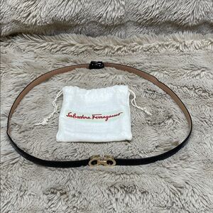 Salvatore Ferragamo Black and Tan Leather Belt